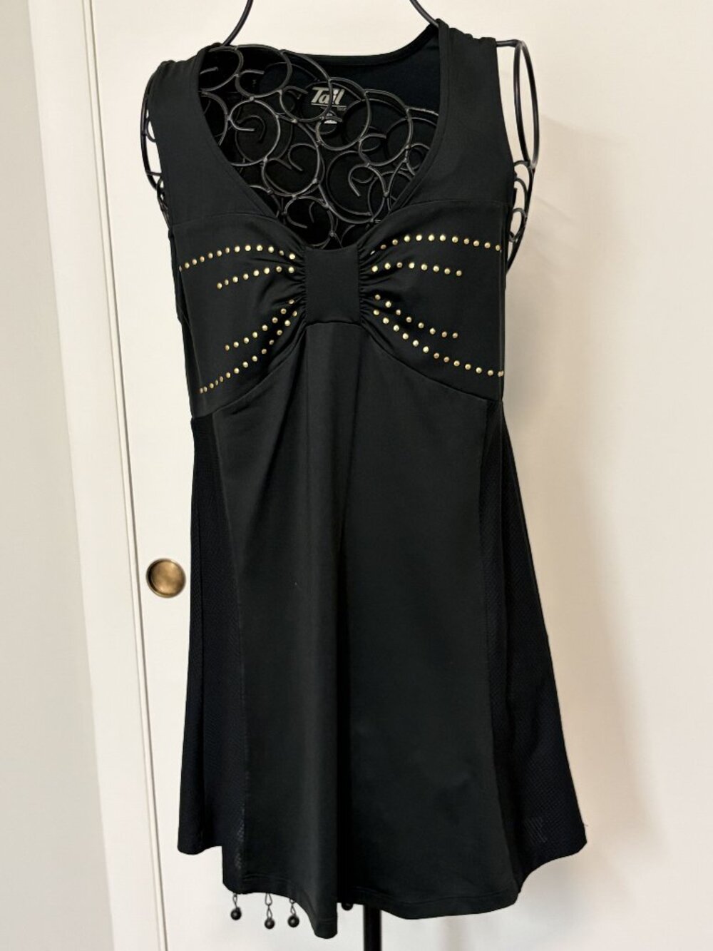 Tail Tech Black Athletic Dress Small Gold Studded Tennis Golf Pickleball A-Line